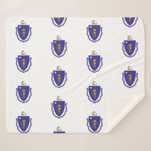 Patriotic Sherpa Blanket mit Massachusetts Fahne Sherpadecke