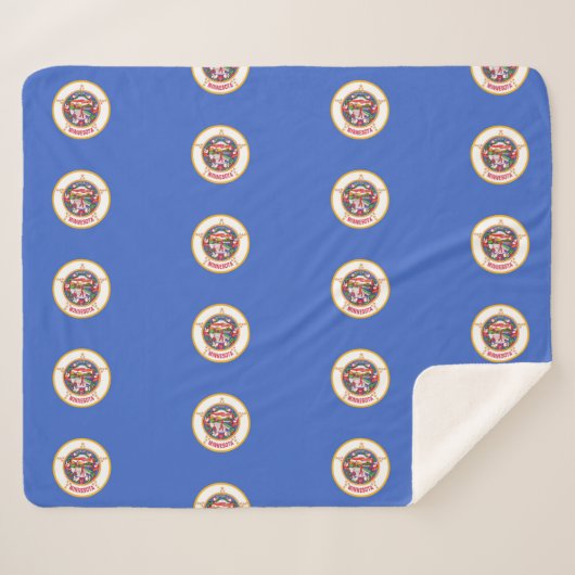 Patriotic Sherpa Blanket mit Minnesota-Flagge Sherpadecke (Vorderseite (Horizontal))