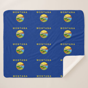 Patriotic Sherpa Blanket mit Montana-Flagge Sherpadecke