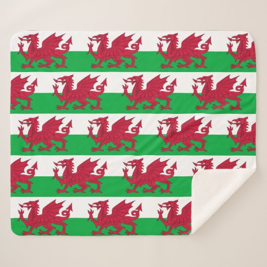 Patriotic Sherpa Blanket mit Wales-Flagge Sherpadecke (Vorderseite (Horizontal))