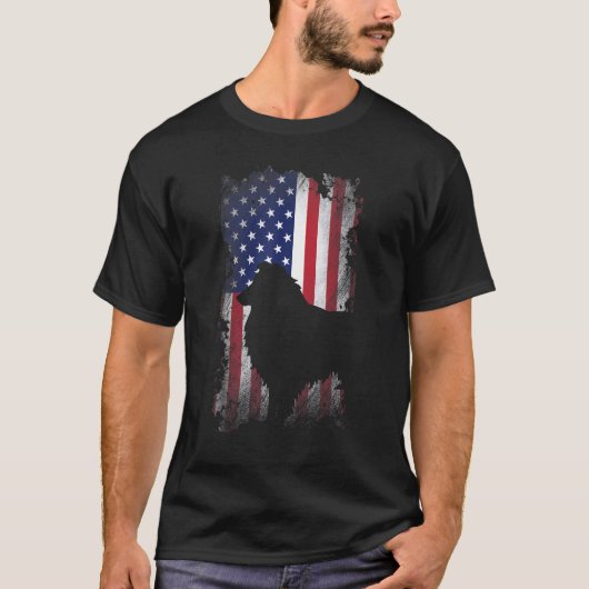 Patriotic Shetland Sheepdog American Flag Cooler H T-Shirt (Vorderseite)