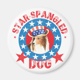 Patriotic Shetland Sheepdog Magnet