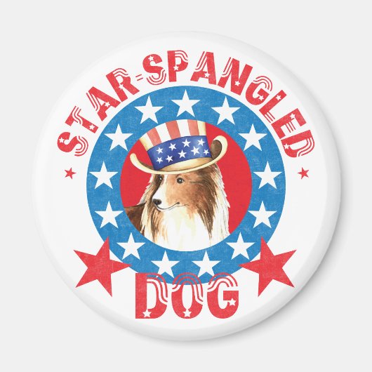 Patriotic Shetland Sheepdog Magnet (Vorne)