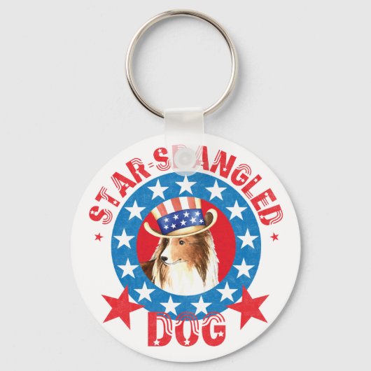 Patriotic Shetland Sheepdog Schlüsselanhänger (Vorderseite)