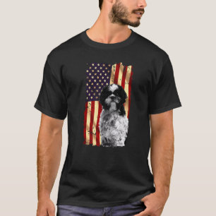 Patriotic Shih Tzu American Flag 4. Juli Hund T-Shirt