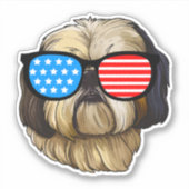 Patriotic Shih Tzu Aufkleber (Vorderseite)