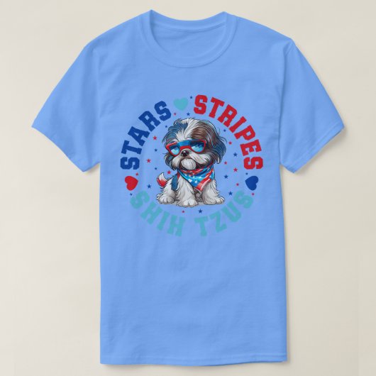 Patriotic Shih Tzu Dog für 4. Juli Feier T-Shirt (Design vorne)