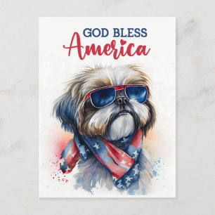 Patriotic Shih tzu, Gott segne Amerika Postkarte