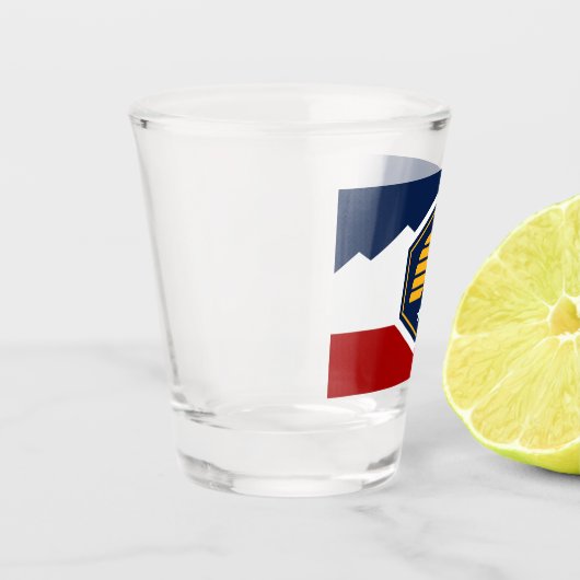 Patriotic shot glass with flag of Utah, USA Schnapsglas (Links)