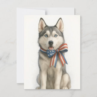 Patriotic Siberian Husky Postkarte