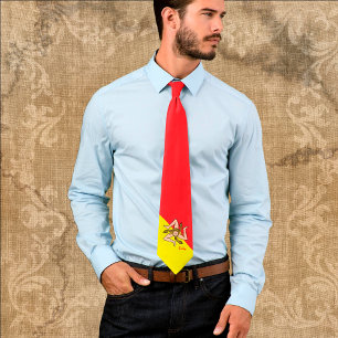 Patriotic Sicily Tie, Triskelion, Sicilian flag Krawatte