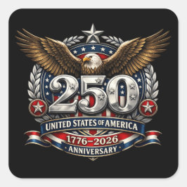 Patriotic Silver Semiquincentennial Emblem Quadratischer Aufkleber