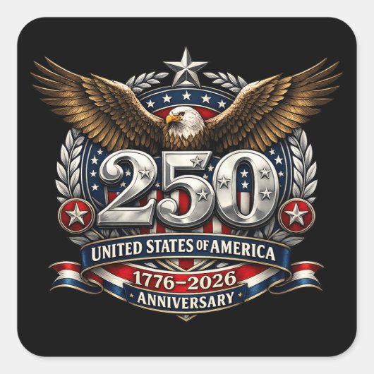 Patriotic Silver Semiquincentennial Emblem Quadratischer Aufkleber (Vorderseite)