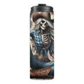 Patriotic Skeleton Cowgirl Thermosbecher (Vorderseite)