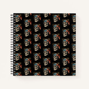 Patriotic Skull & Fireworks Notizblock