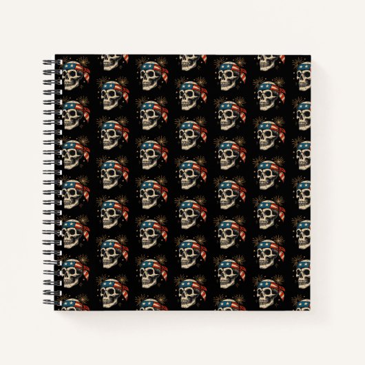 Patriotic Skull & Fireworks Notizblock (Vorderseite)