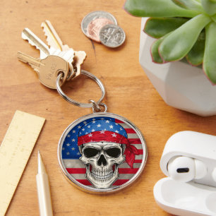 Patriotic Skull Schlüsselanhänger