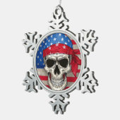 Patriotic Skull Snowflake Gerahmte Ornament (Rechts)