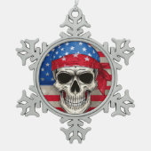 Patriotic Skull Snowflake Gerahmte Ornament (Vorderseite)