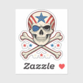 Patriotic Skull und Crossbones American Flag Aufkleber (Blatt)