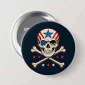 Patriotic Skull und Crossbones American Flag Button (Vorne & Hinten)