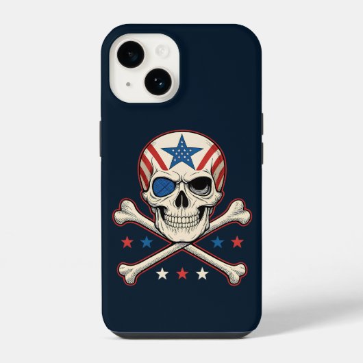 Patriotic Skull und Crossbones American Flag iPhone Hülle (Rückseite)