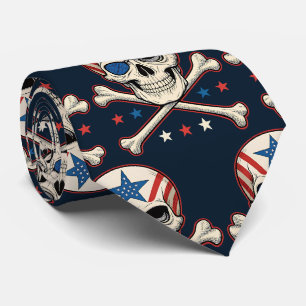 Patriotic Skull und Crossbones American Flag Krawatte