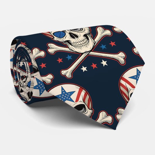 Patriotic Skull und Crossbones American Flag Krawatte (Gerollt)