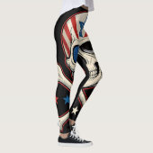 Patriotic Skull und Crossbones American Flag Leggings (Rechts)