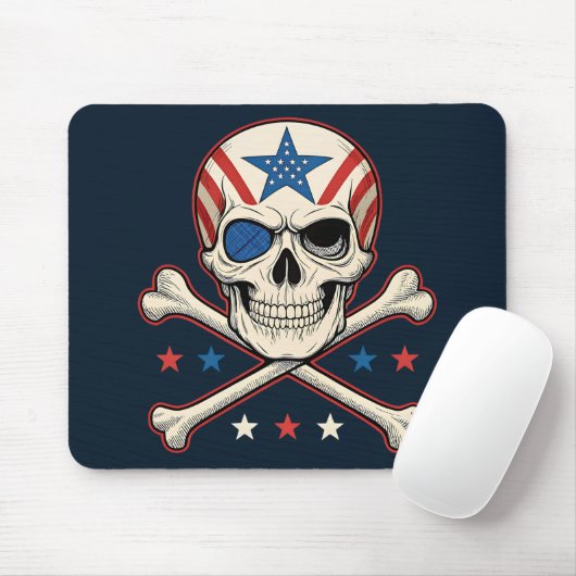 Patriotic Skull und Crossbones American Flag Mousepad (Mit Mouse)