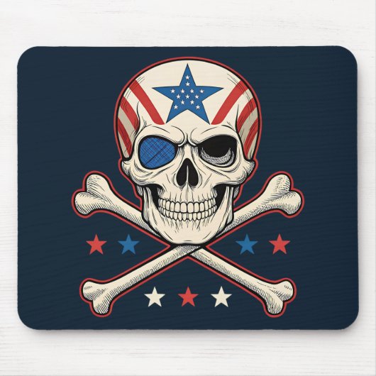 Patriotic Skull und Crossbones American Flag Mousepad (Vorne)