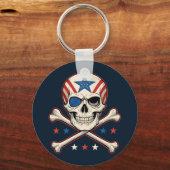 Patriotic Skull und Crossbones American Flag Schlüsselanhänger (Vorderseite)