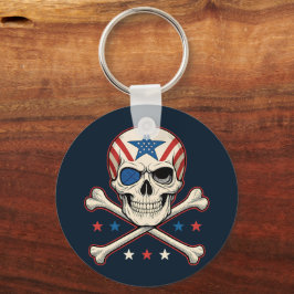 Patriotic Skull und Crossbones American Flag Schlüsselanhänger