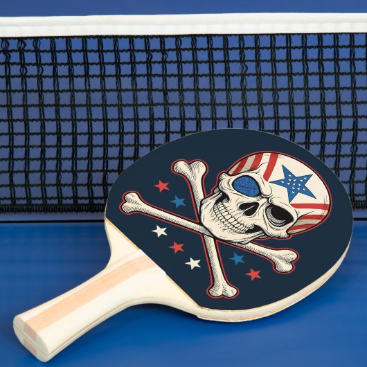 Patriotic Skull und Crossbones American Flag Tischtennis Schläger (InSitu)