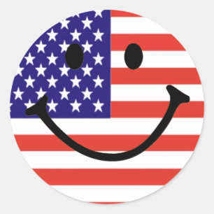 Patriotic Smile Face Runder Aufkleber