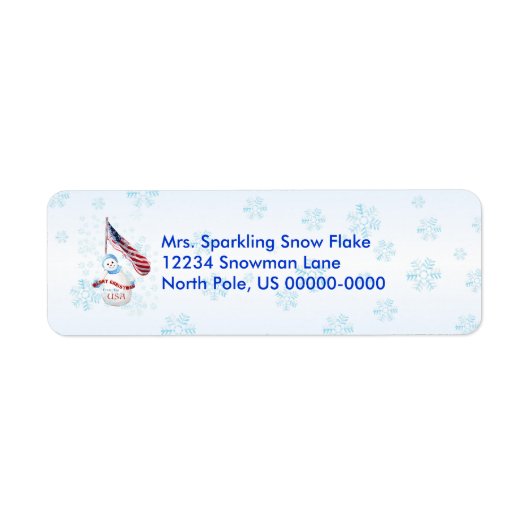 Patriotic Snowman Christmas Return Address Label (Vorne)