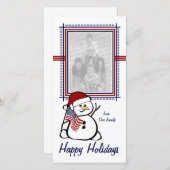 Patriotic Snowman Feiertagskarte (Vorne/Hinten)