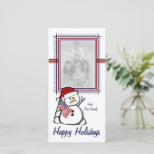 Patriotic Snowman Feiertagskarte (Stehend Vorderseite)