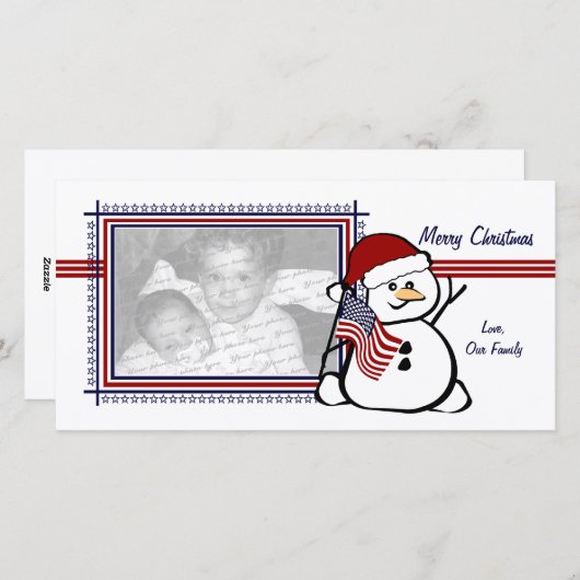 Patriotic Snowman Feiertagskarte (Vorne/Hinten)