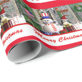 Patriotic Snowman Penquin Weihnachtswrapping Paper Geschenkpapier (Rolleneckpunkt)