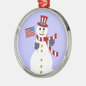 Patriotic Snowman Round Silver Weihnachtsschmuck (Links)