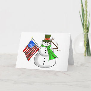 Patriotic Snowman Salutes Christmas Greeting Card Feiertagskarte