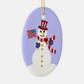 Patriotic Snowman Weihnachts-Oval-Ornament Keramik Ornament (Rechts)