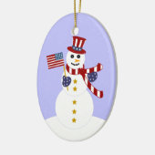 Patriotic Snowman Weihnachts-Oval-Ornament Keramik Ornament (Links)