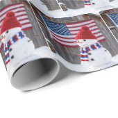 Patriotic Snowman With American Flag Geschenkpapier (Rolleneckpunkt)
