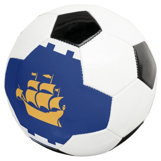Patriotic Soccer Ball with Flag of Quebec City (Dreiviertel)