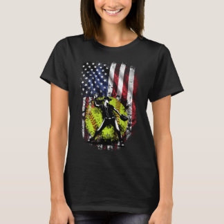 Patriotic Softball Pitcher - 4. Juli USA Flag T-Shirt