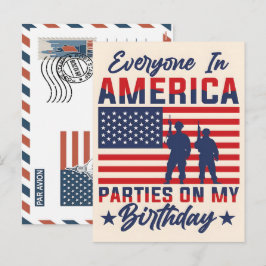 Patriotic Soldier Holding US Flag Postcard Feiertagspostkarte