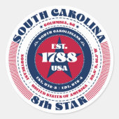 Patriotic South Carolina Circle Design Sticker (Vorderseite)