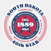 Patriotic South Dakota Circle Design Sticker (Vorderseite)